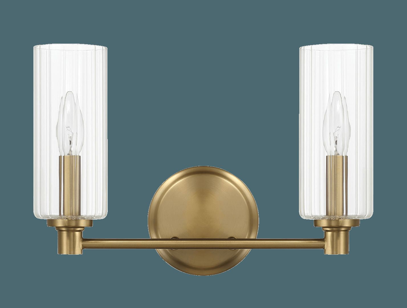 Ashcroft - Regal Double Light Vanity With Clear Ribbed Glass - Satin Brass