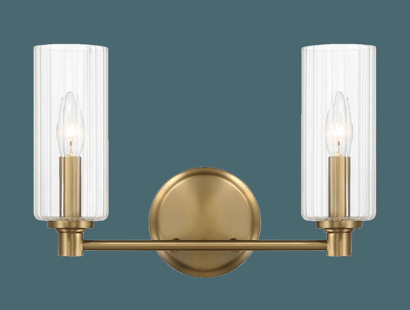 Ashcroft - Regal Double Light Vanity With Clear Ribbed Glass - Satin Brass