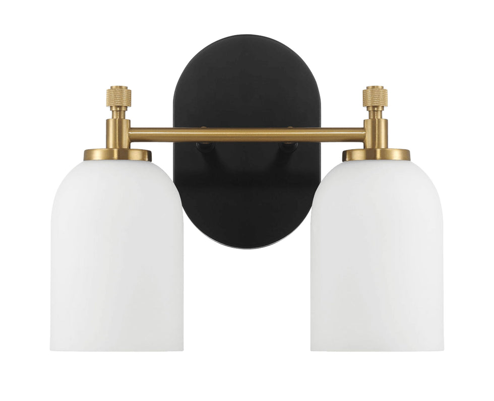 Ashcroft - Vortex Two Lights Vanity in Traditional Style for Over Bathroom Mirror Wall Sconce 12.25"W × 10.125"H × 5.5"E With White Frosted Glass