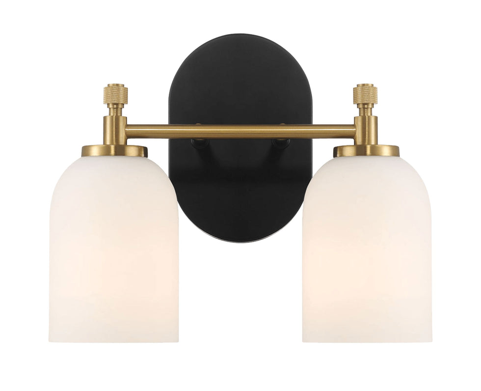 Ashcroft - Vortex Two Lights Vanity in Traditional Style for Over Bathroom Mirror Wall Sconce 12.25"W × 10.125"H × 5.5"E With White Frosted Glass