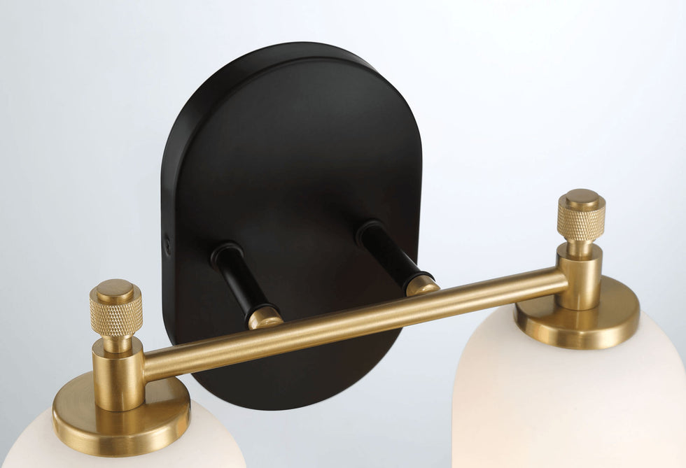 Ashcroft - Vortex Two Lights Vanity in Traditional Style for Over Bathroom Mirror Wall Sconce 12.25"W × 10.125"H × 5.5"E With White Frosted Glass