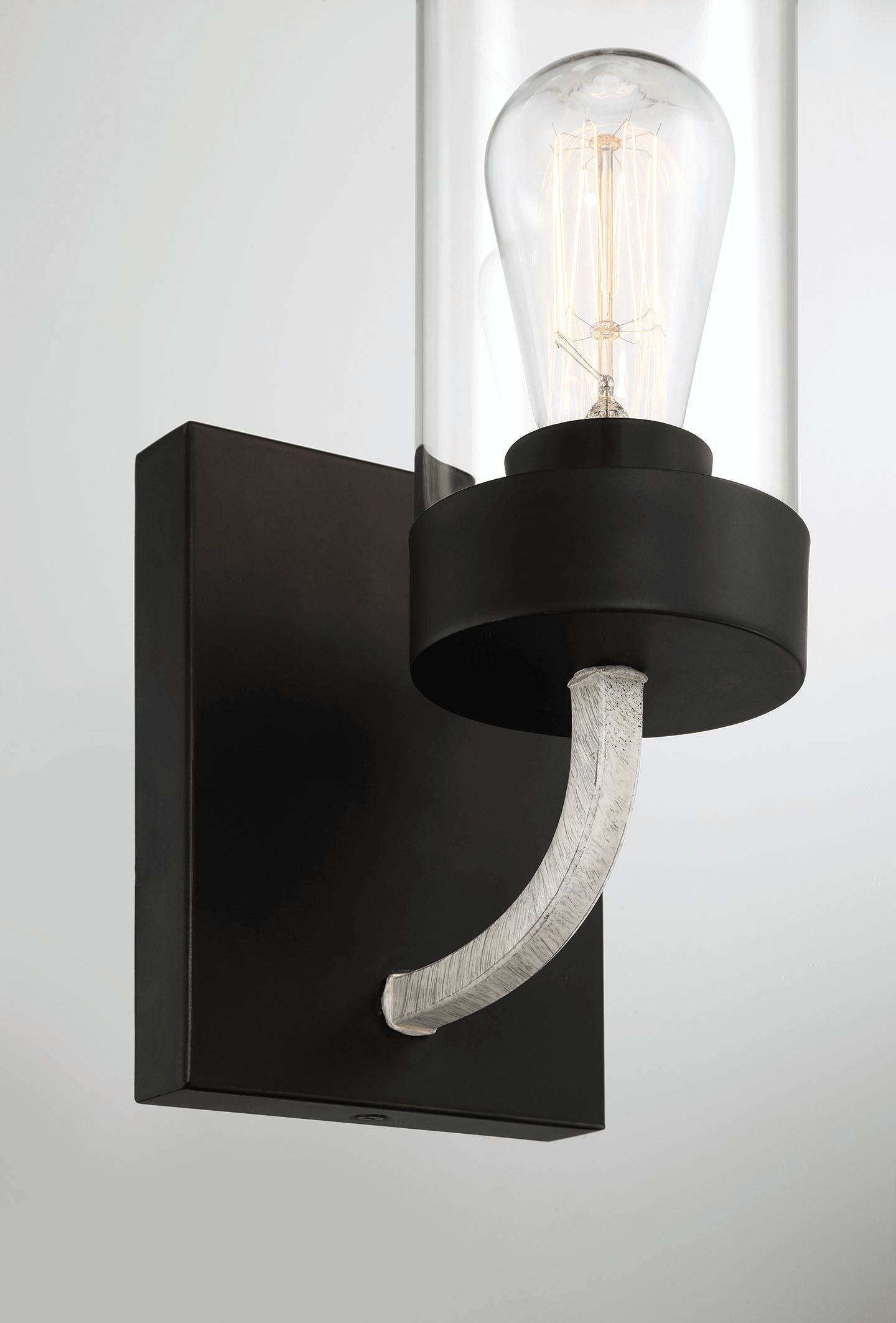 Ashcroft - Zephyr Single Light Sconce With Clear Glass Metal Black Finish