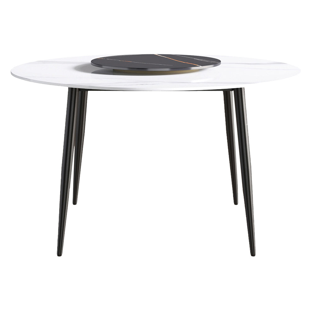 Crenus - Round Dining Table with Black Lazy Susan