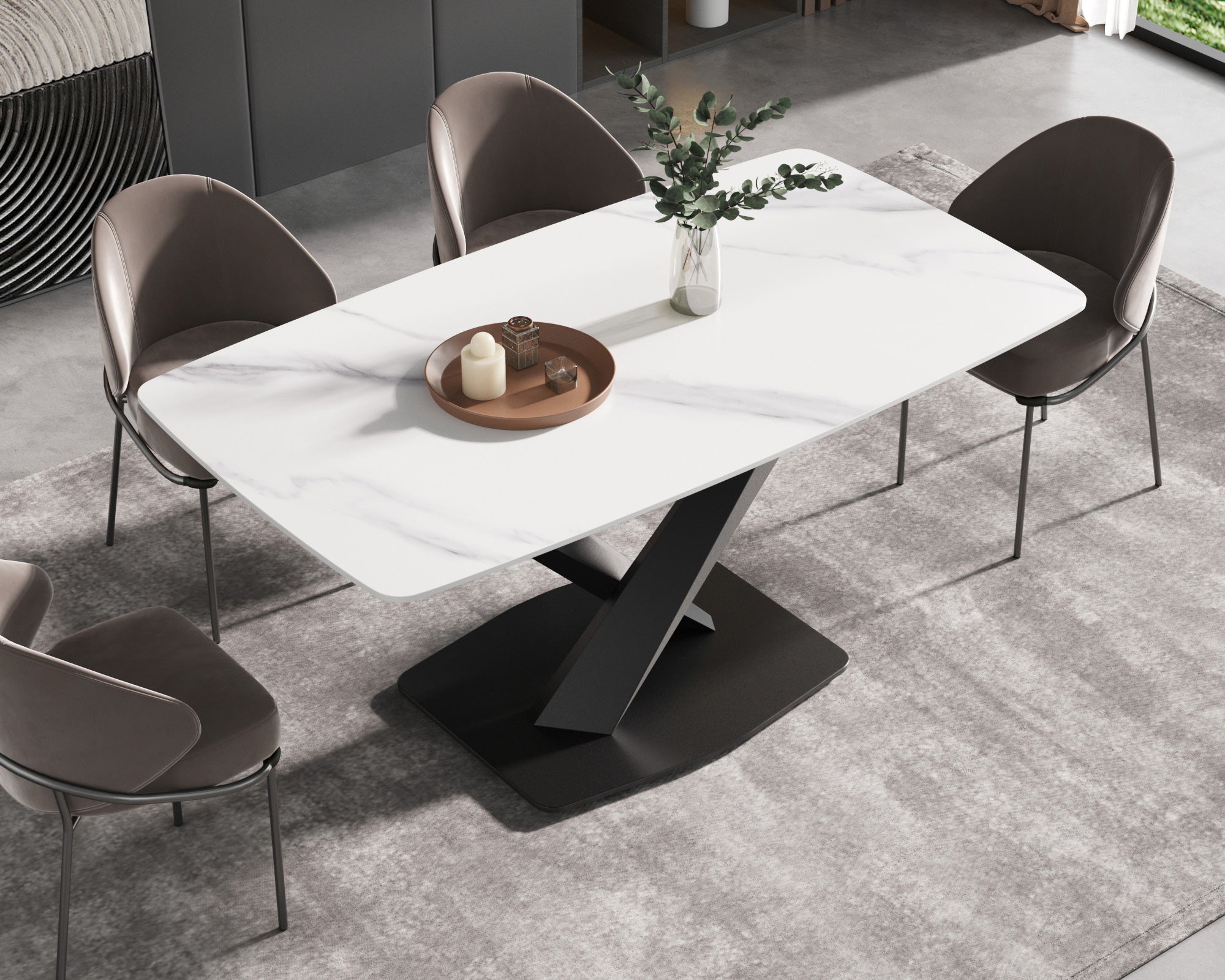 Crenus - Lavina Curved Rectangular Dining Table