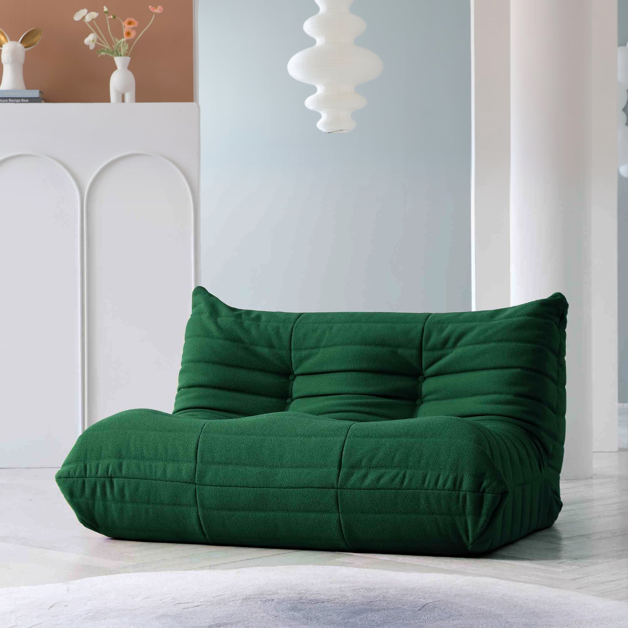Crenus - Caterpillar 53.15″ Floor Loveseat Sofa Teddy Velvet