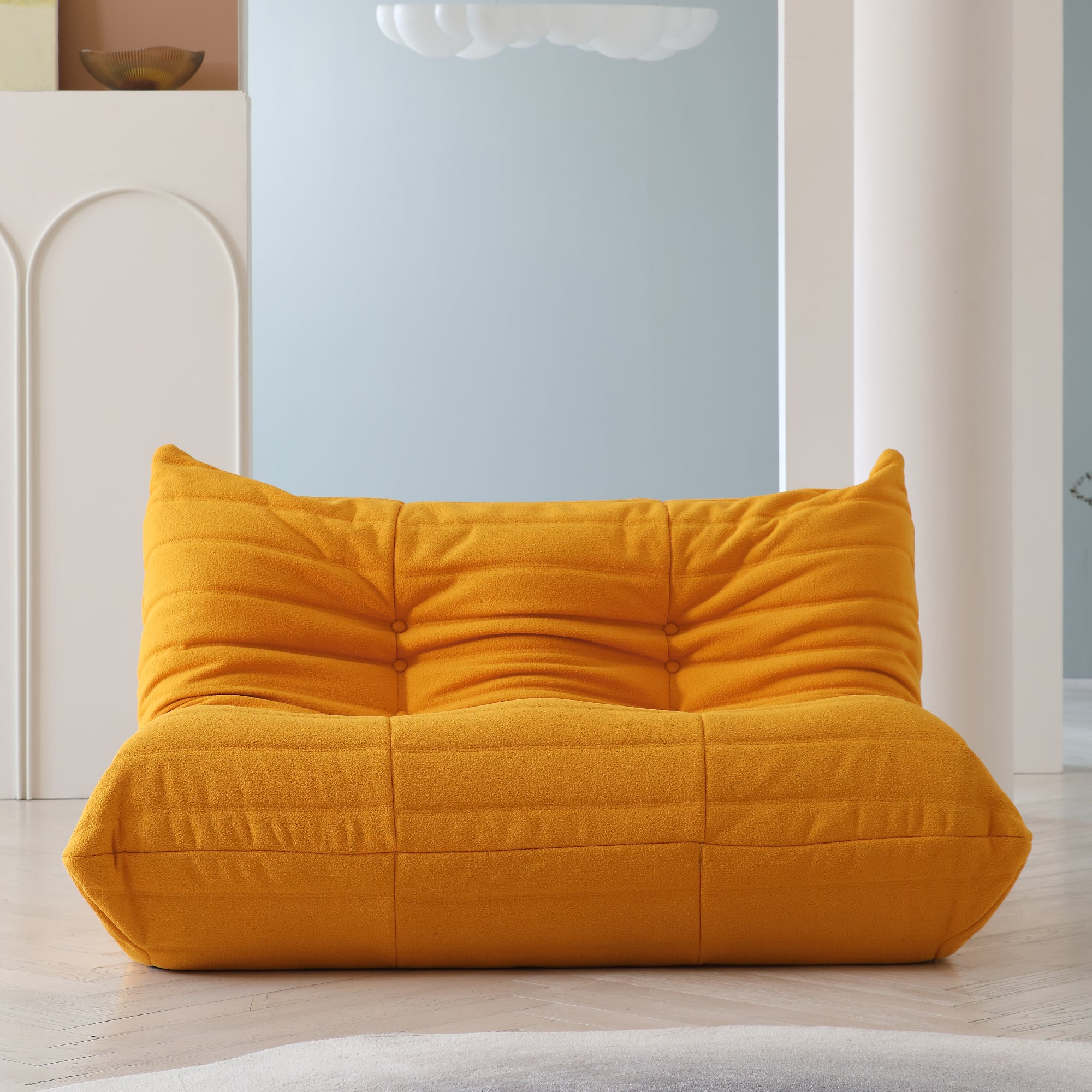 Crenus - Caterpillar 53.15″ Floor Loveseat Sofa Teddy Velvet