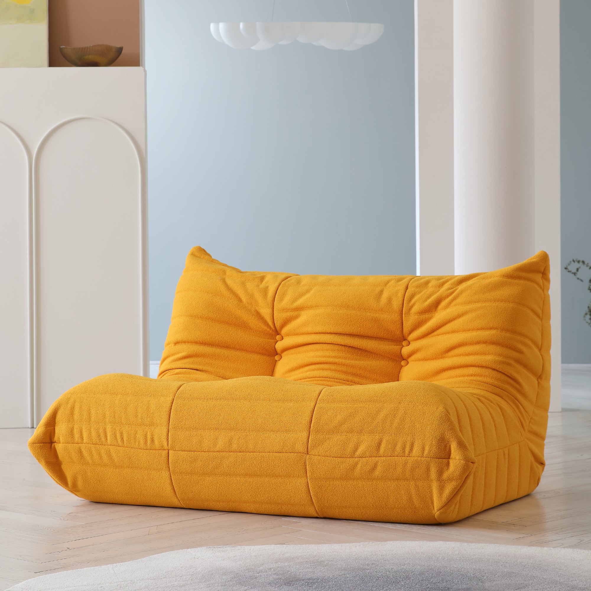 Crenus - Caterpillar 53.15″ Floor Loveseat Sofa Teddy Velvet