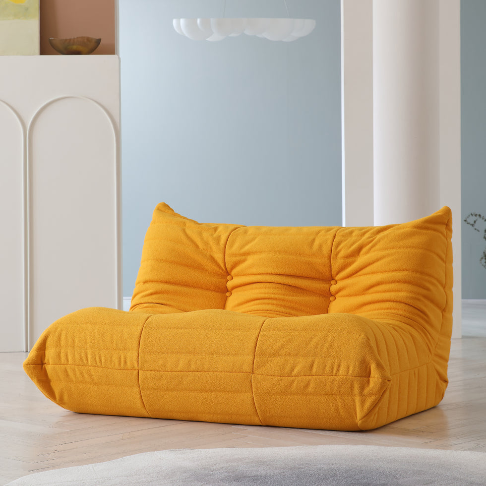 Crenus - Caterpillar 53.15″ Floor Loveseat Sofa Teddy Velvet