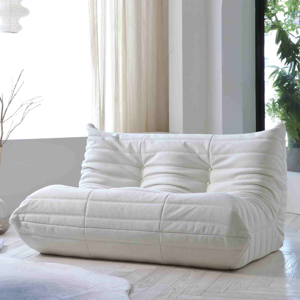 Crenus - Caterpillar 53.15″ Floor Loveseat Sofa Teddy Velvet