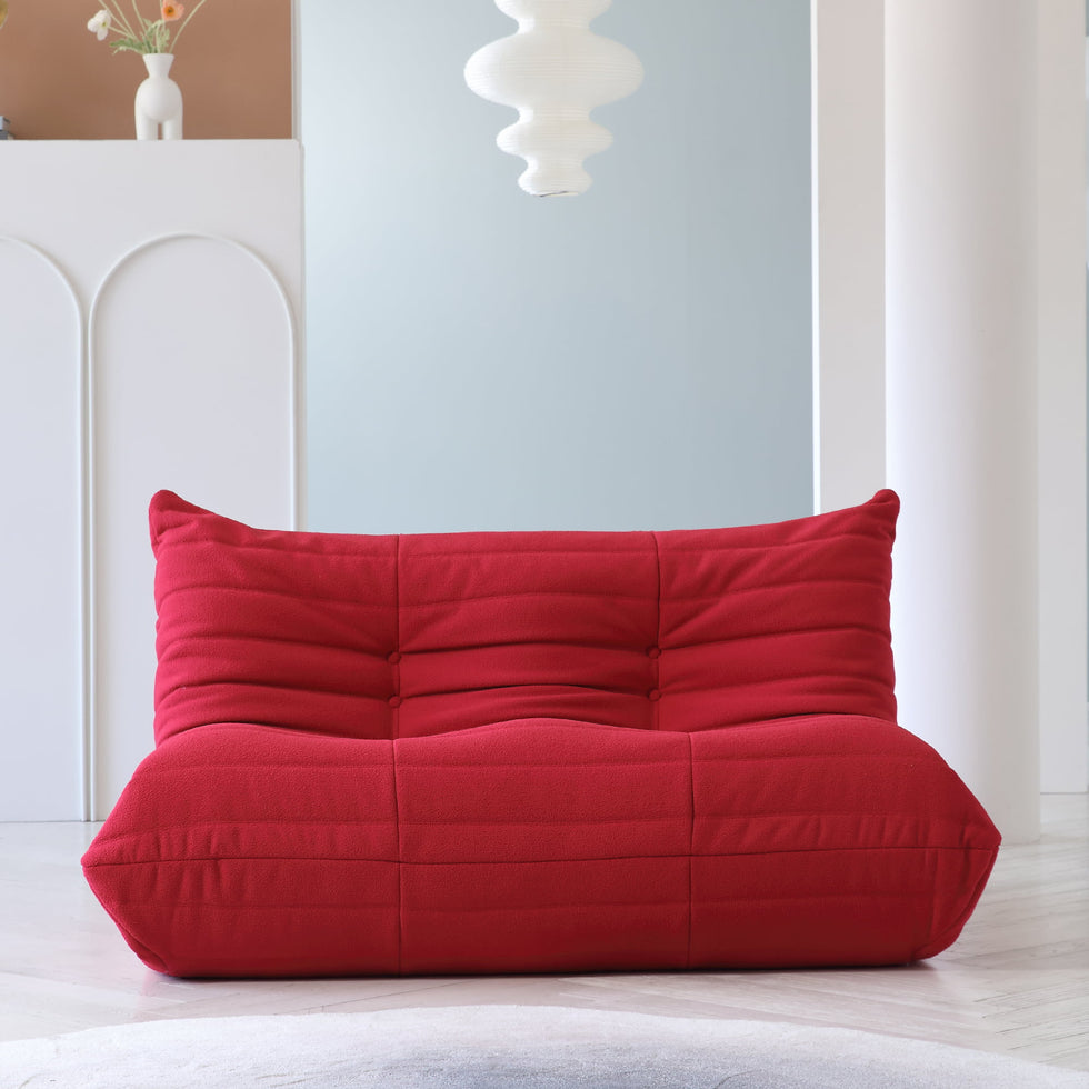 Crenus - Caterpillar 53.15″ Floor Loveseat Sofa Teddy Velvet