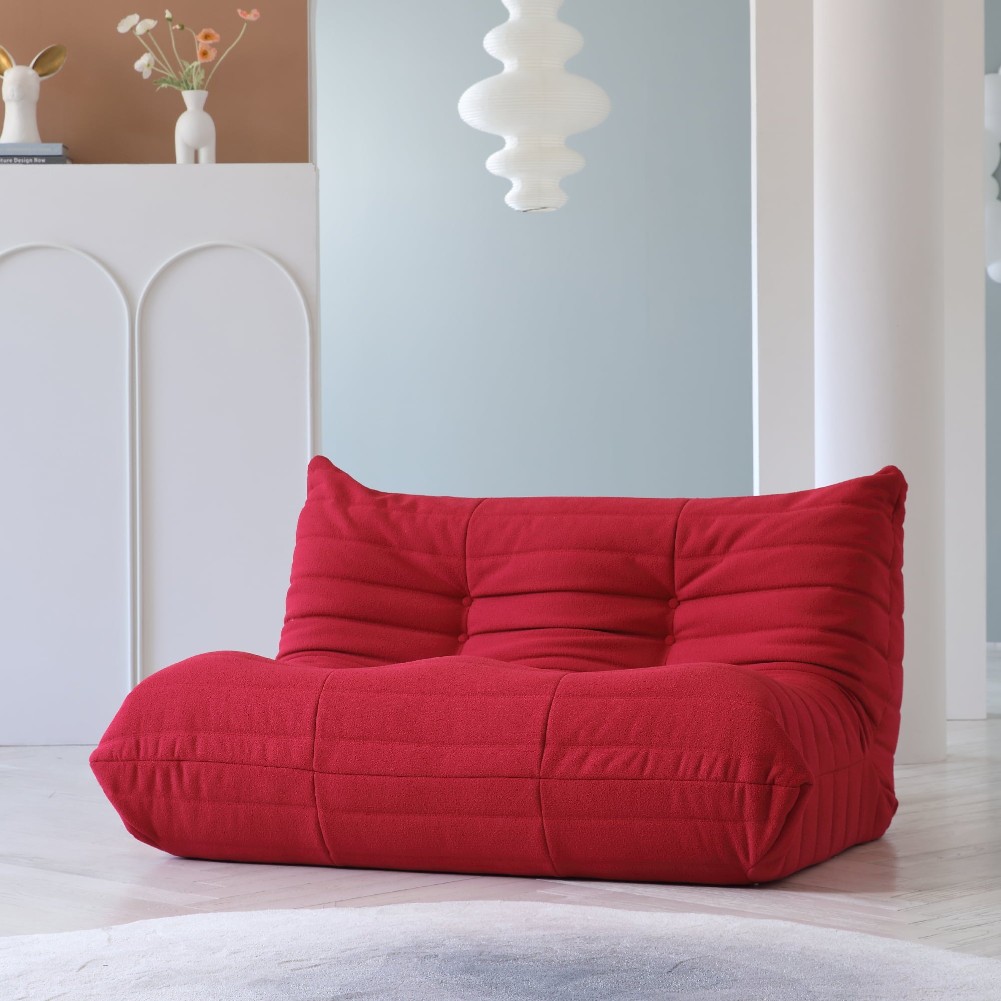 Crenus - Caterpillar 53.15″ Floor Loveseat Sofa Teddy Velvet