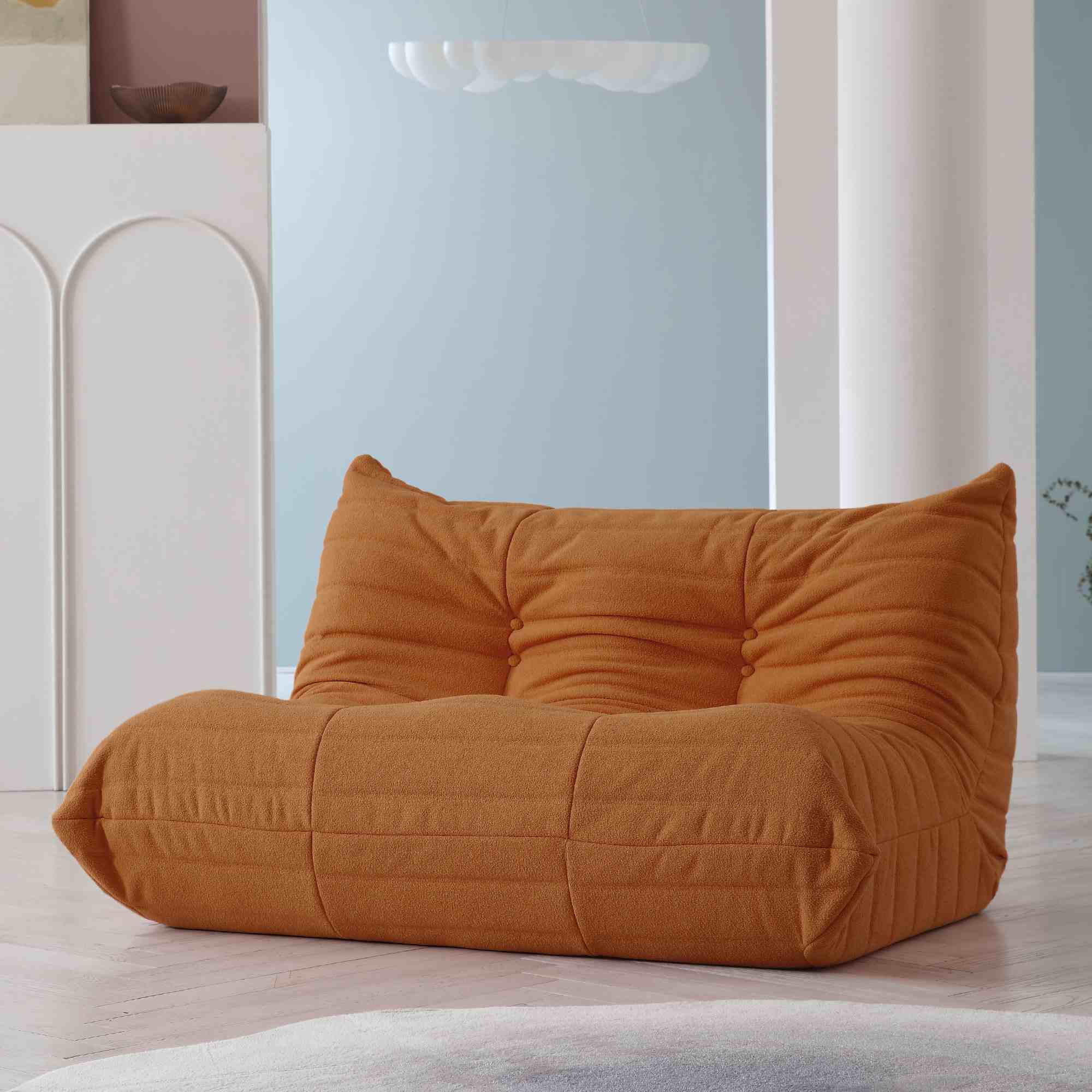 Crenus - Caterpillar 53.15″ Floor Loveseat Sofa Teddy Velvet