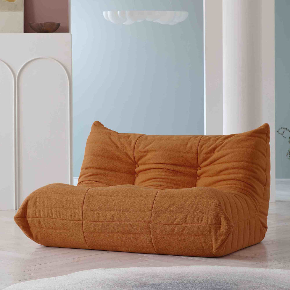 Crenus - Caterpillar 53.15″ Floor Loveseat Sofa Teddy Velvet