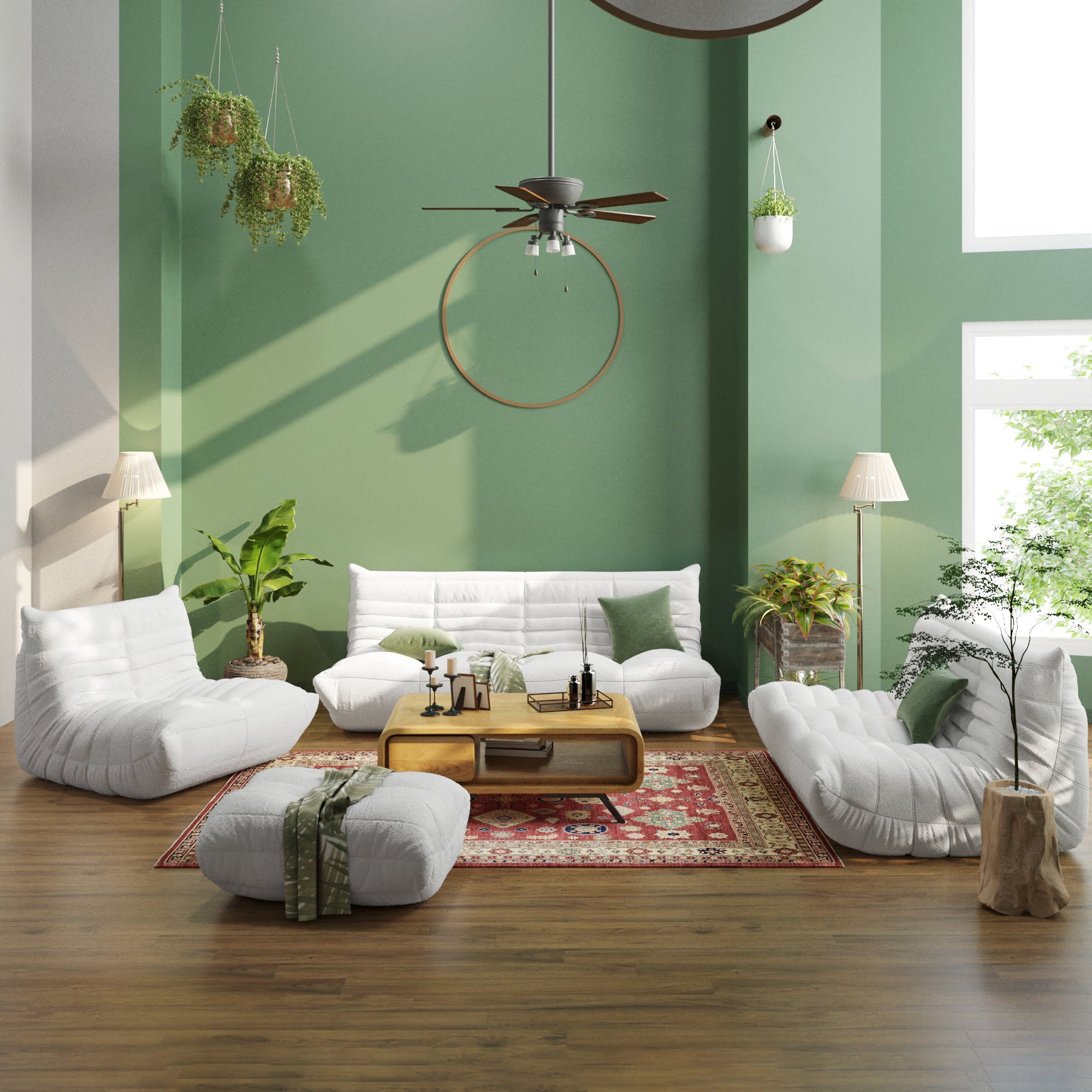 Crenus - Caterpillar 53.15″ Floor Loveseat Sofa Teddy Velvet