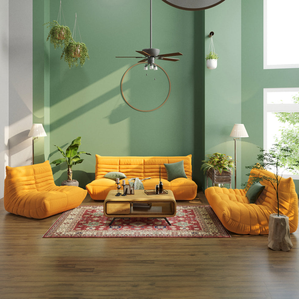 Crenus - Caterpillar 53.15″ Floor Loveseat Sofa Teddy Velvet