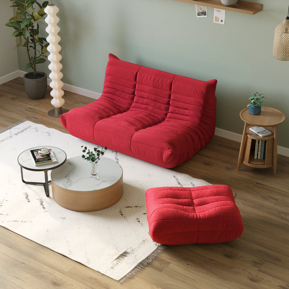 Crenus - Caterpillar 53.15″ Floor Loveseat Sofa Teddy Velvet