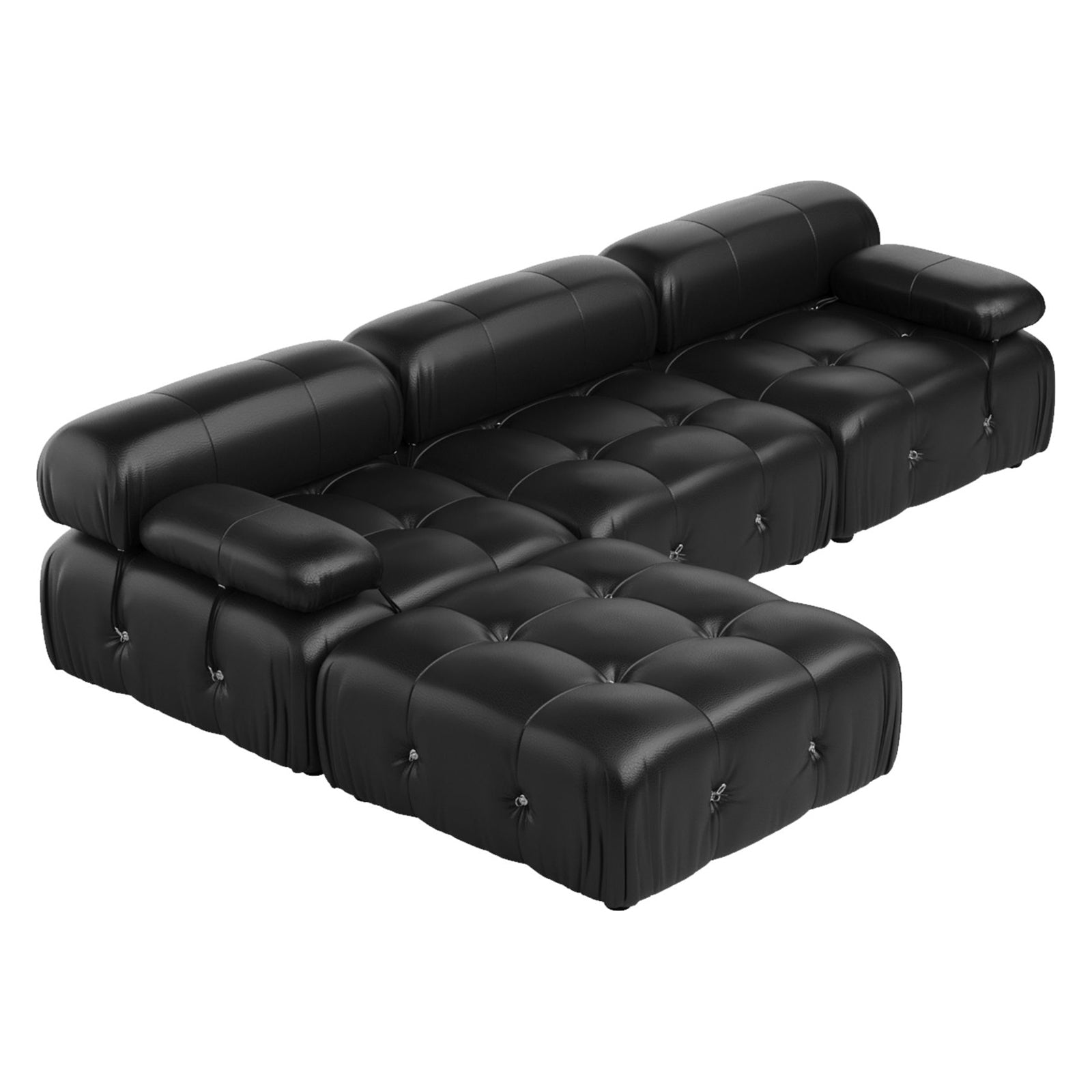 Crenus - Lusso 103.95" 3-Seater Leather Sofa With Ottoman Water Resistant Anti scratch