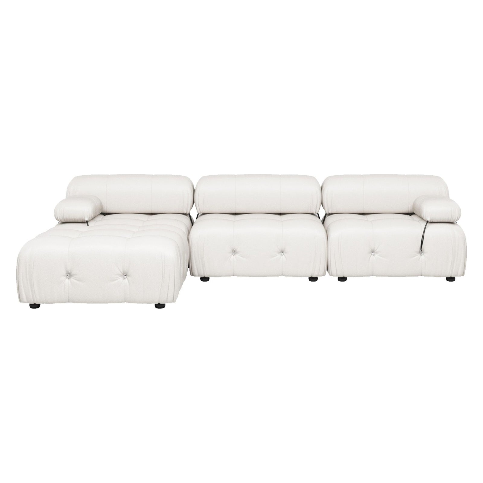 Crenus - Lusso 103.95" 3-Seater Leather Sofa With Ottoman Water Resistant Anti scratch