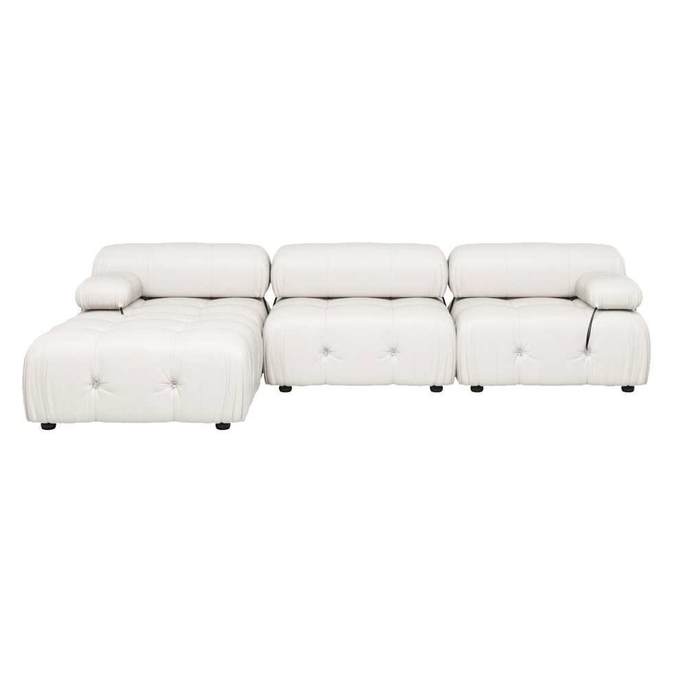Crenus - Lusso 103.95" 3-Seater Leather Sofa With Ottoman Water Resistant Anti scratch
