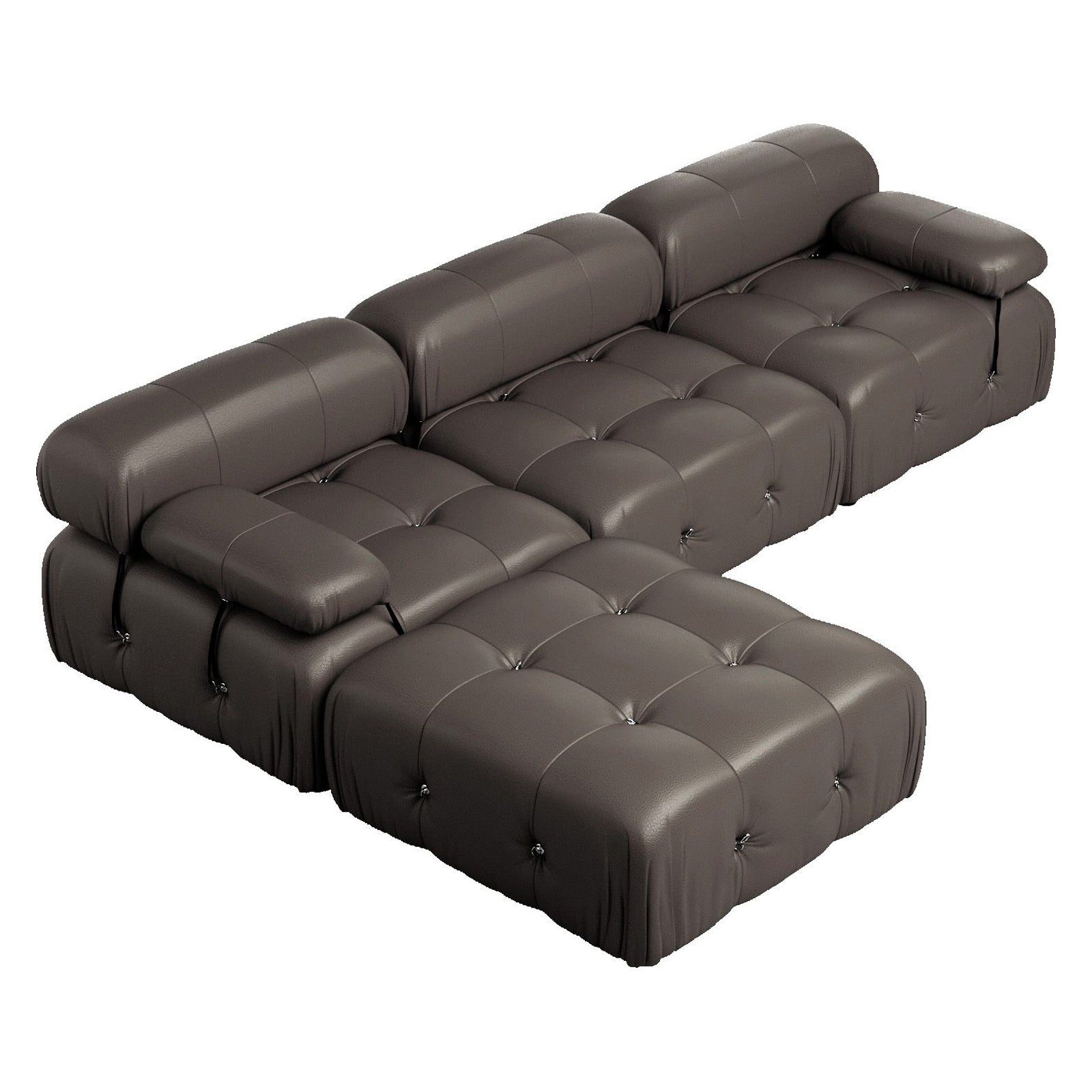 Crenus - Lusso 103.95" 3-Seater Leather Sofa With Ottoman Water Resistant Anti scratch