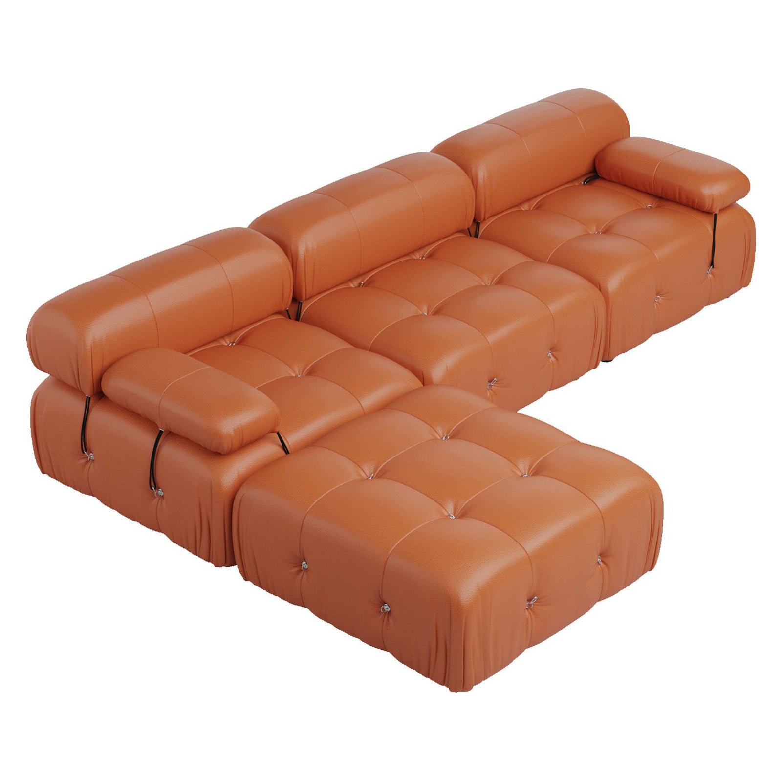 Crenus - Lusso 103.95" 3-Seater Leather Sofa With Ottoman Water Resistant Anti scratch