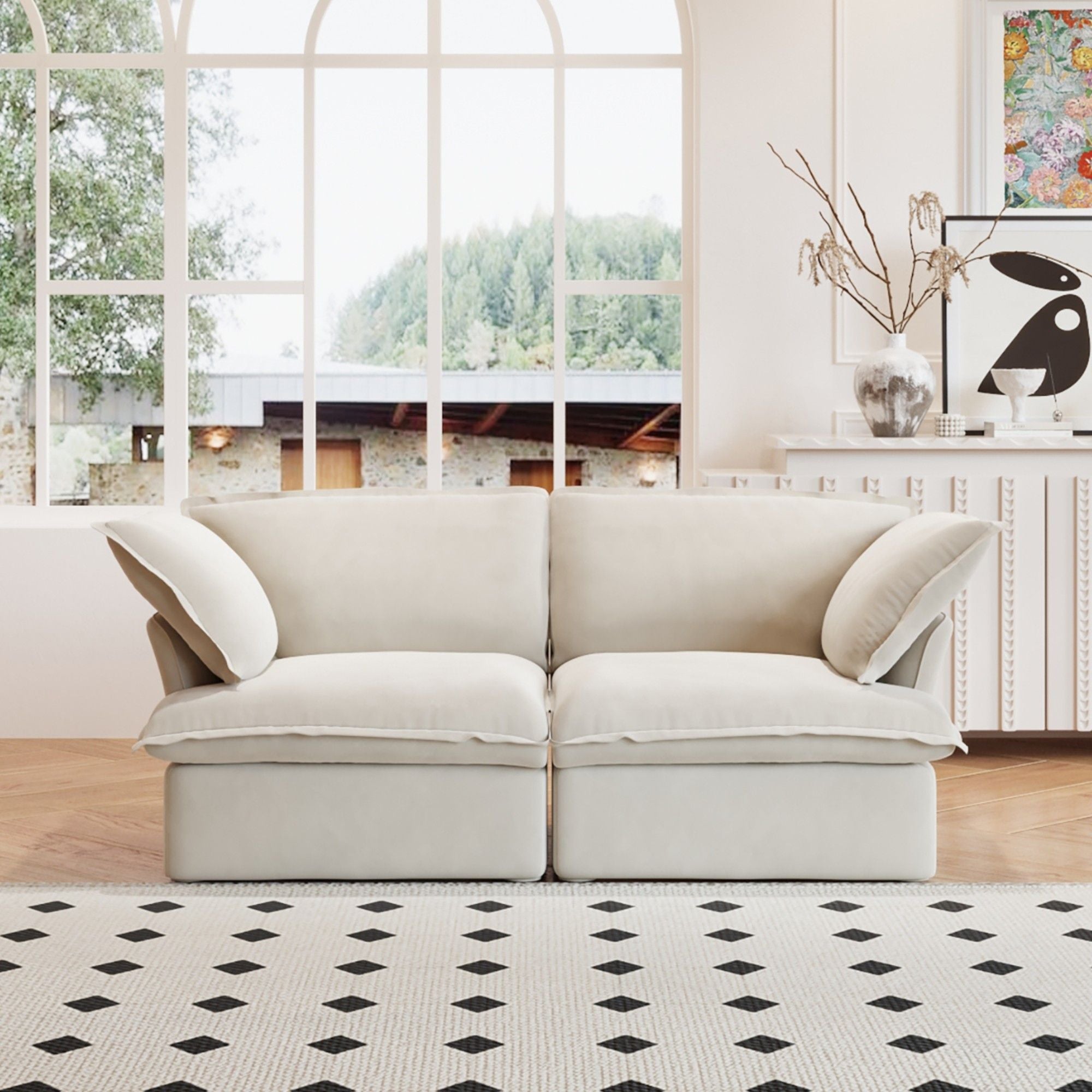 Crenus - Softspot 82.66" Loveseat Couch Sofa Cover