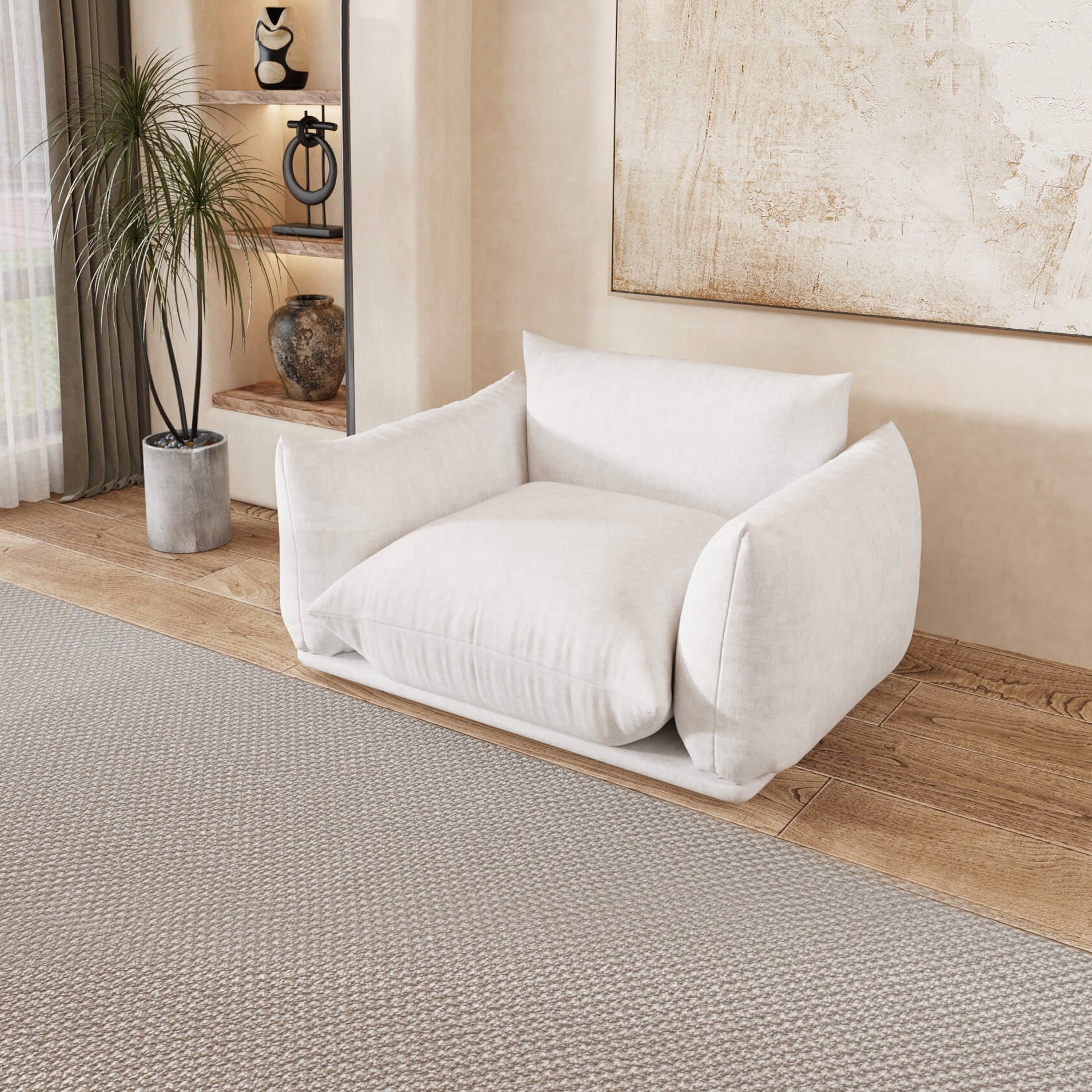 Crenus - Sereno 50.39" Single Armrest Sofa Chenille Floor Sofa