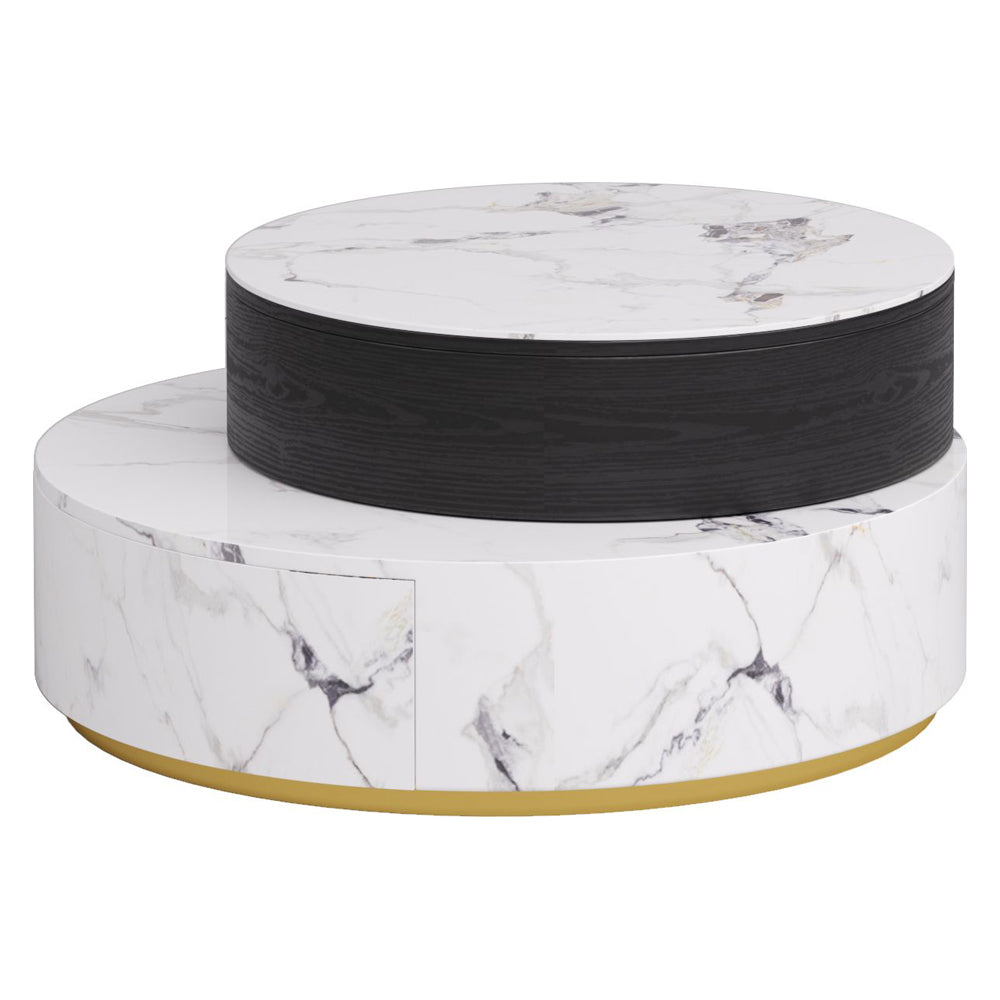 Crenus - Delizia 35.43"-27.56" Lift-Top Marble Coffee Table
