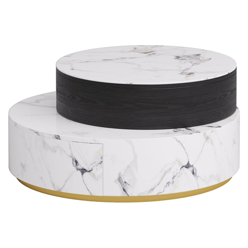 Crenus - Delizia 35.43"-27.56" Lift-Top Marble Coffee Table