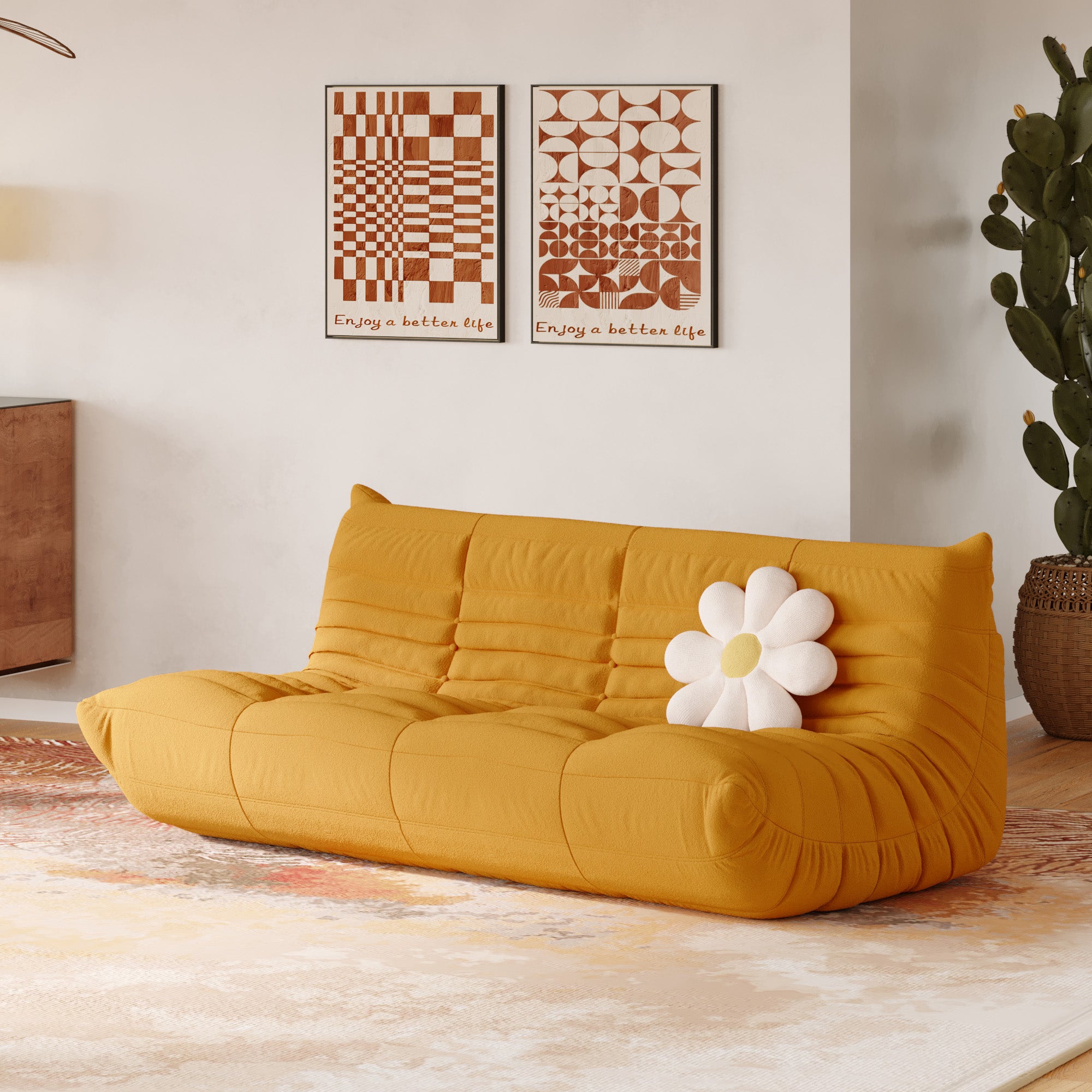 Crenus - Caterpillar 68.9" 3 Seater Floor Sofa