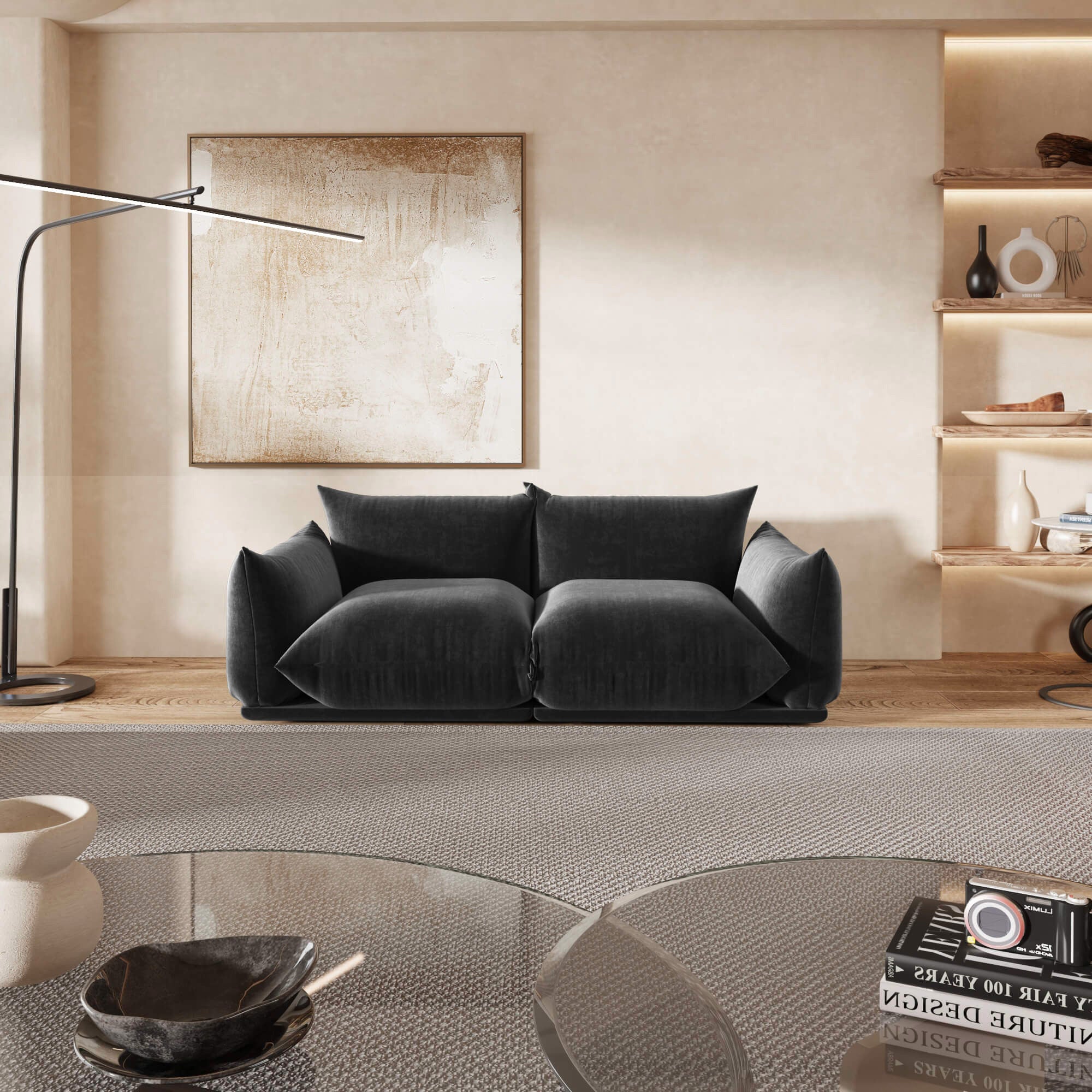 Crenus - Sereno 77.16" Loveseat Chenille Sectional Floor Sofa