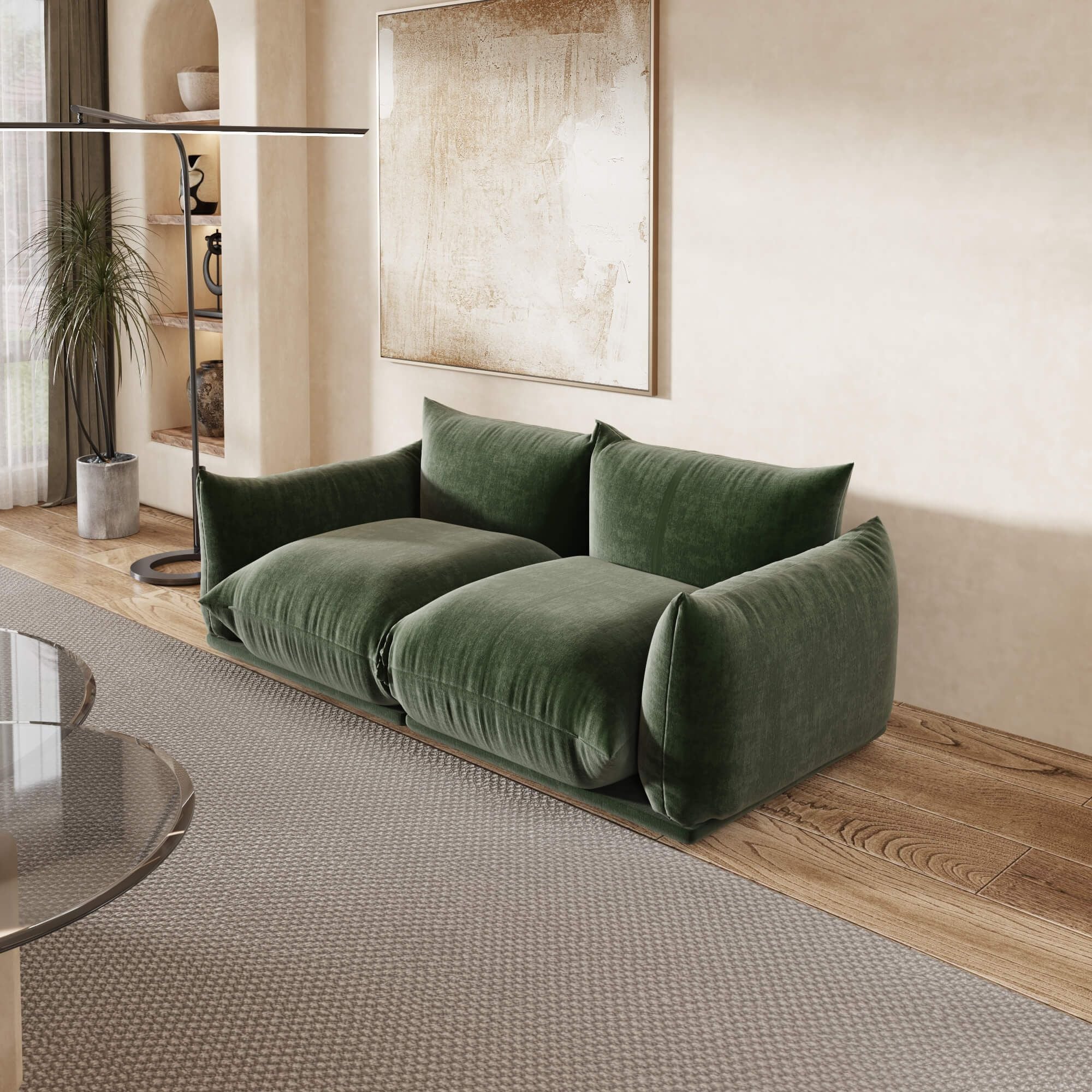 Crenus - Sereno 77.16" Loveseat Chenille Sectional Floor Sofa