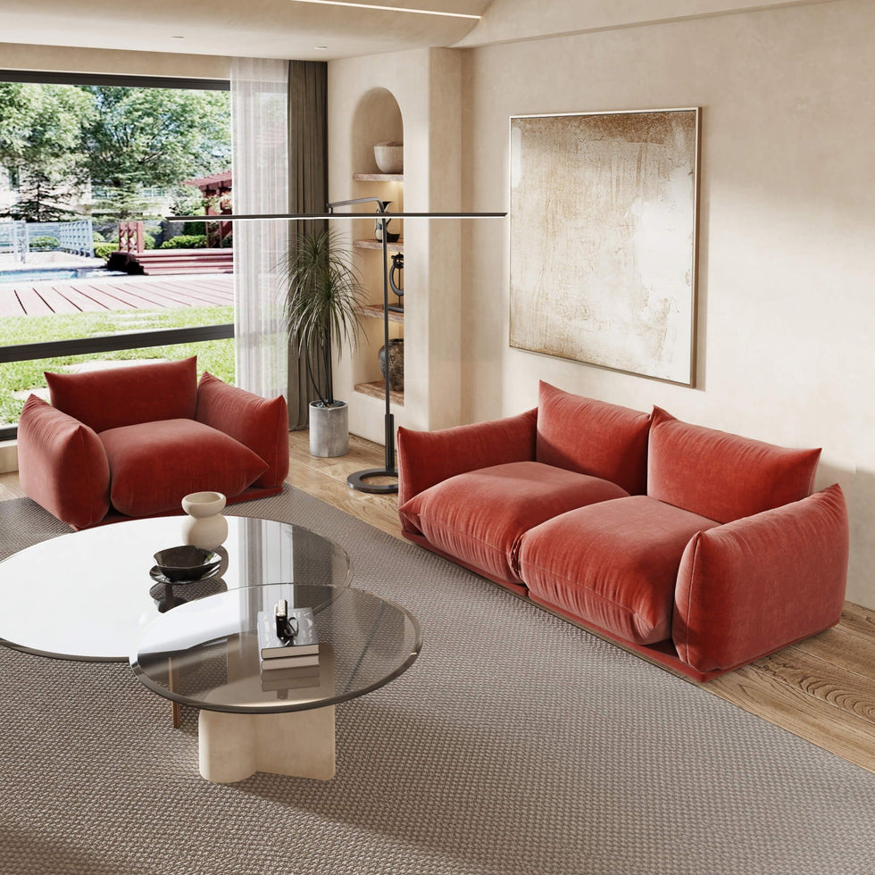 Crenus - Sereno 77.16" Loveseat Chenille Sectional Floor Sofa