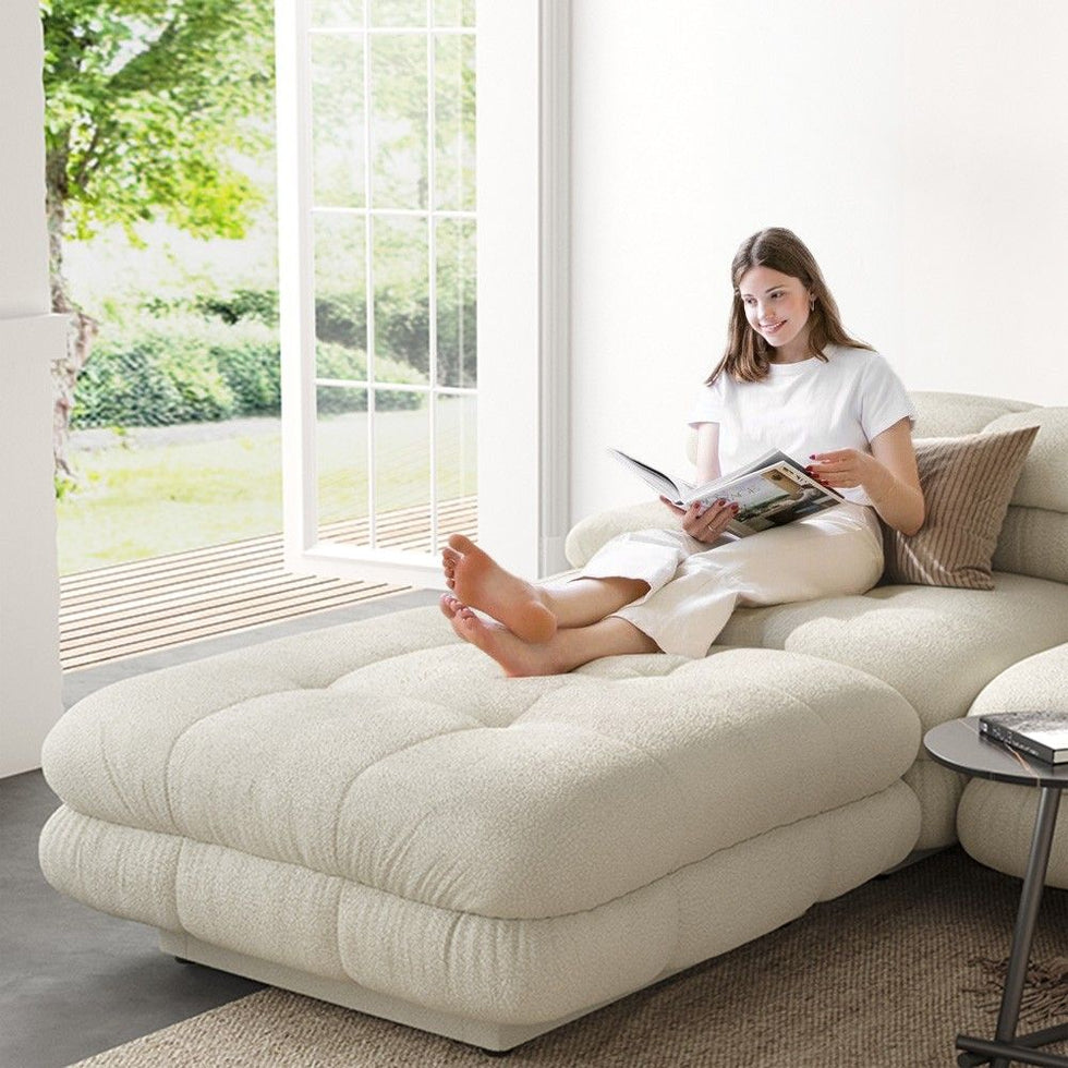 Crenus - Biscotto 109.83" Sectional Sofa 3-Seater With 1 Ottoman Chaise & Lounge