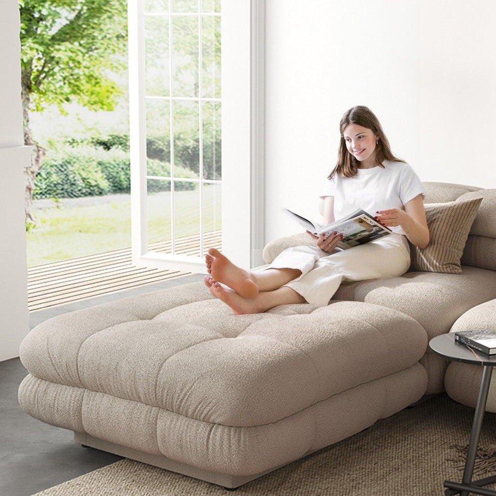 Crenus - Biscotto 109.83" Sectional Sofa 3-Seater With 1 Ottoman Chaise & Lounge