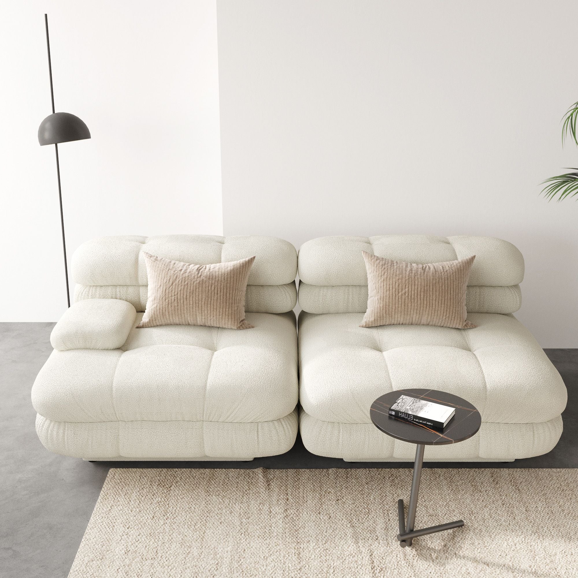Crenus - Biscotto 73.23" Velvet Two Seater Sectional