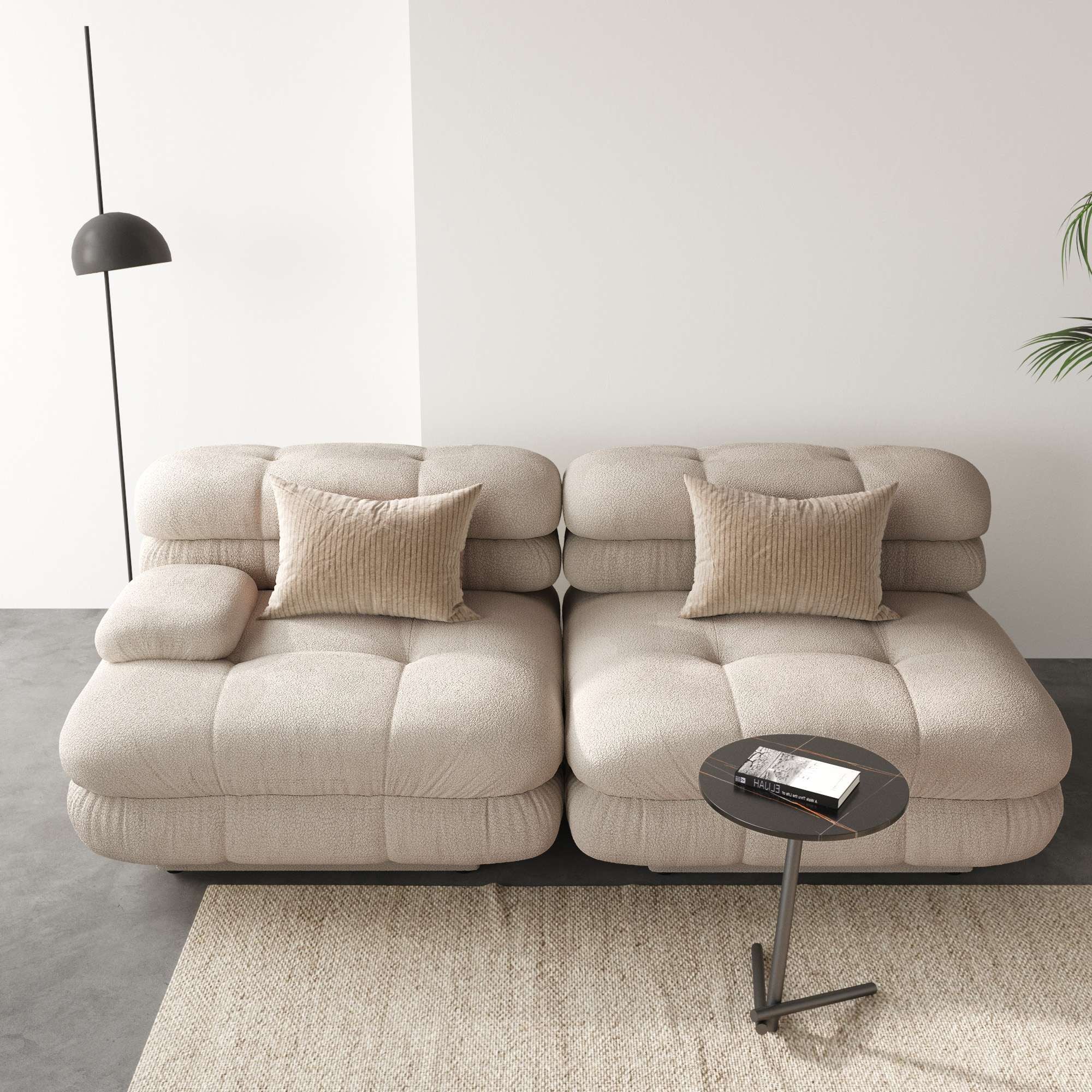 Crenus - Biscotto 73.23" Velvet Two Seater Sectional