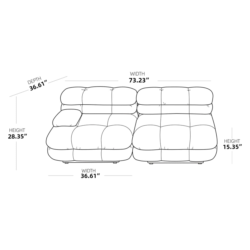 Crenus - Biscotto 73.23" Velvet Two Seater Sectional
