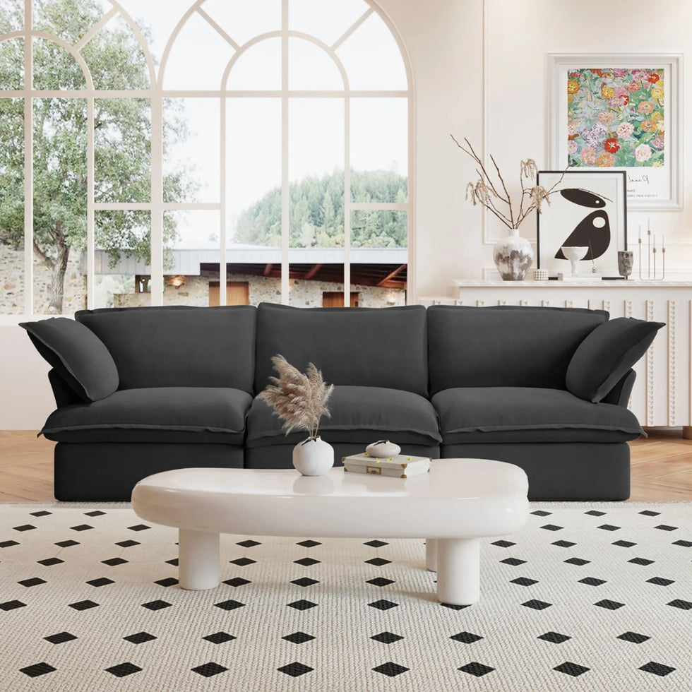 Crenus - Softspot 122.82" Sectional Sofa 3-Seater with Sofa Cover