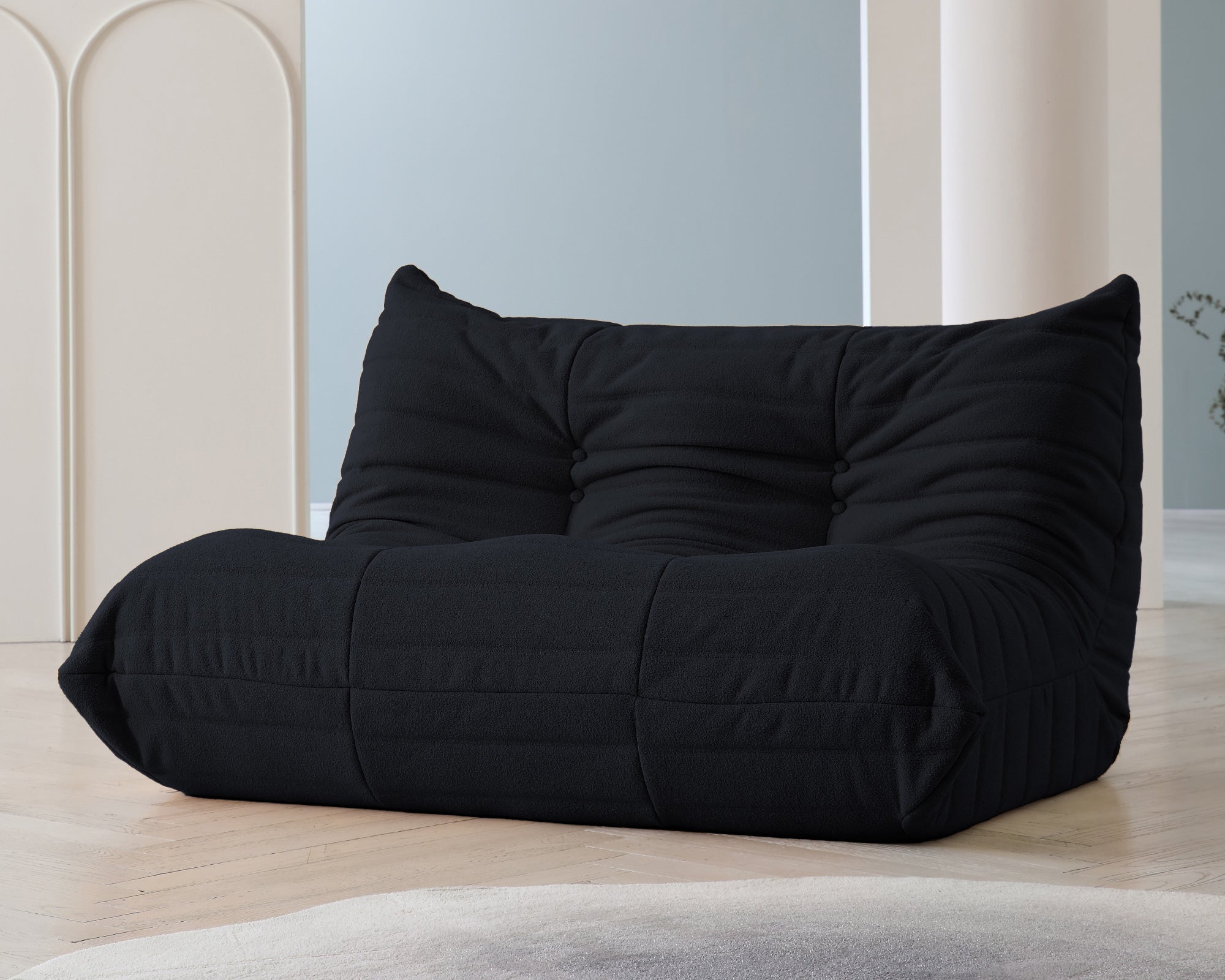Crenus - Caterpillar 53.15″ Floor Loveseat Sofa Teddy Velvet
