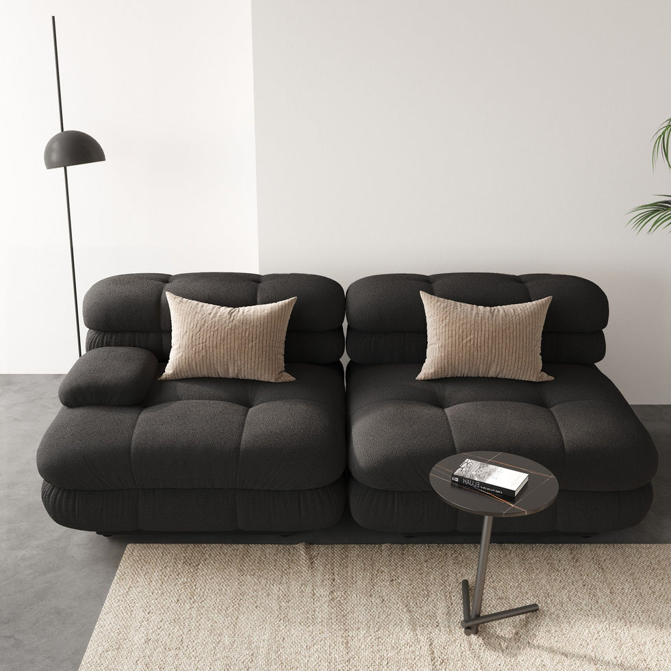 Crenus - Biscotto 73.23" Velvet Two Seater Sectional