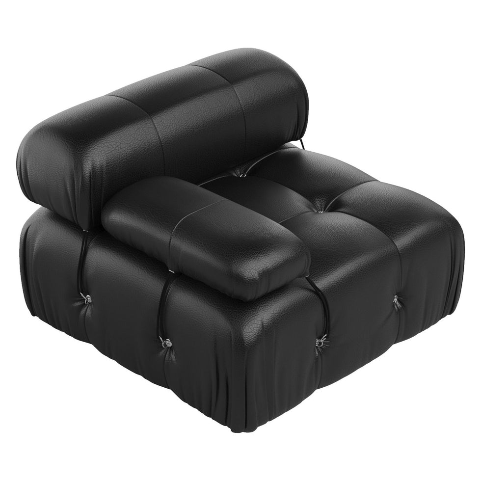 Crenus - Lusso 138.60" U-Shaped Leather Sectional Sofa Lounge With 2 Ottomans