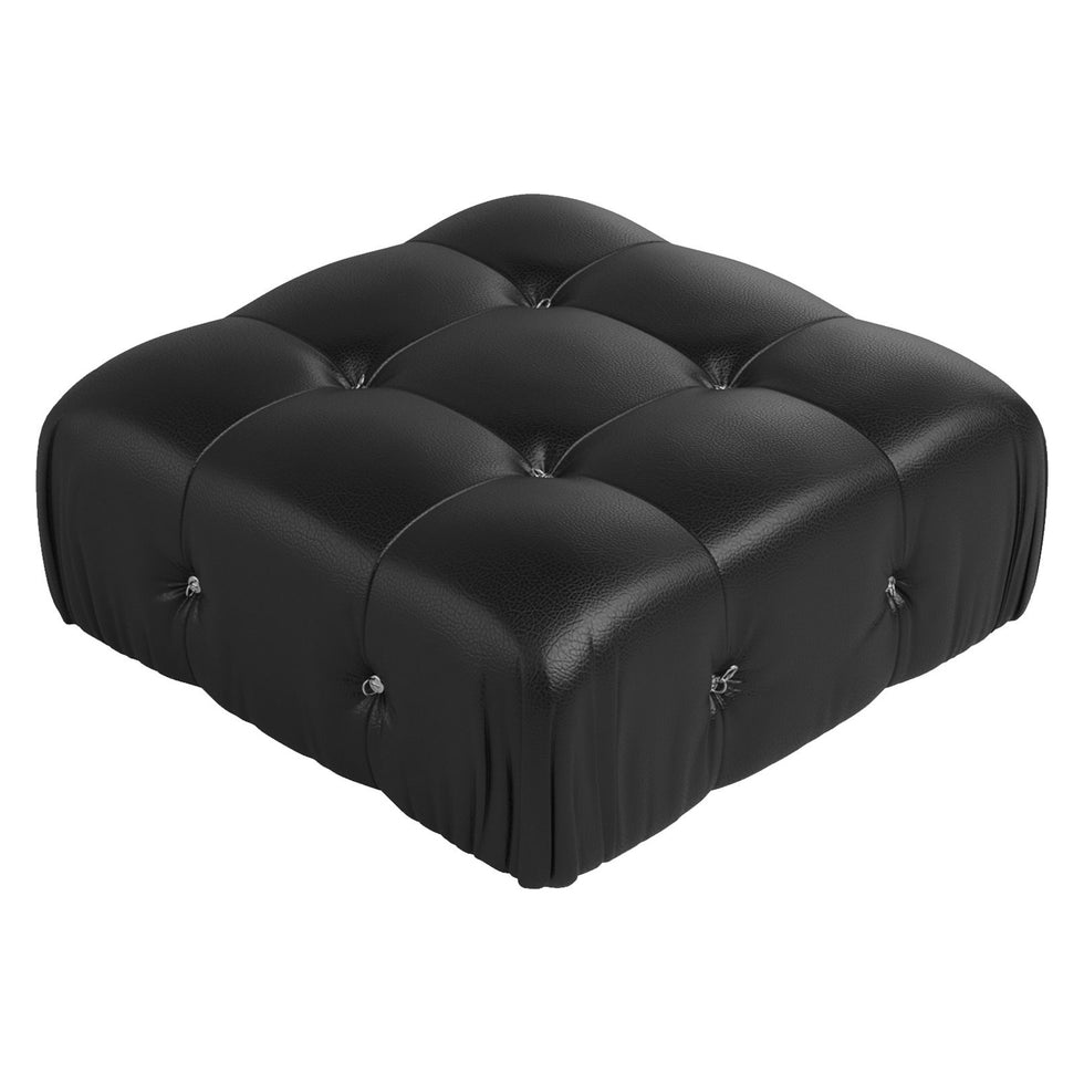 Crenus - Lusso 138.60" U-Shaped Leather Sectional Sofa Lounge With 2 Ottomans