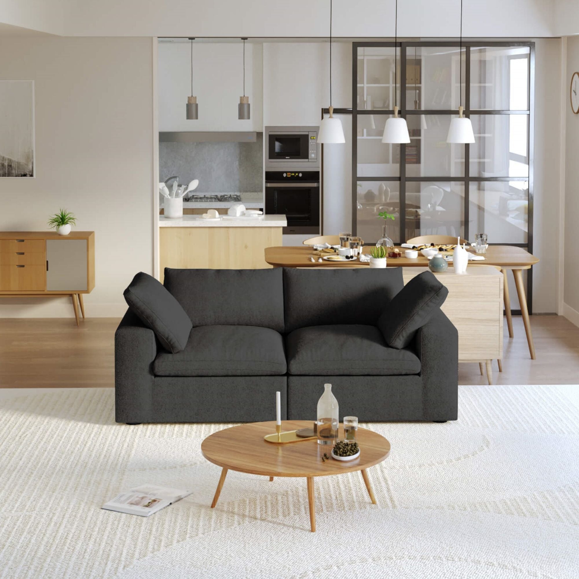 Crenus - Cloud 80.3" Modular Sofa-LoveSeat Removable Sofa Cover