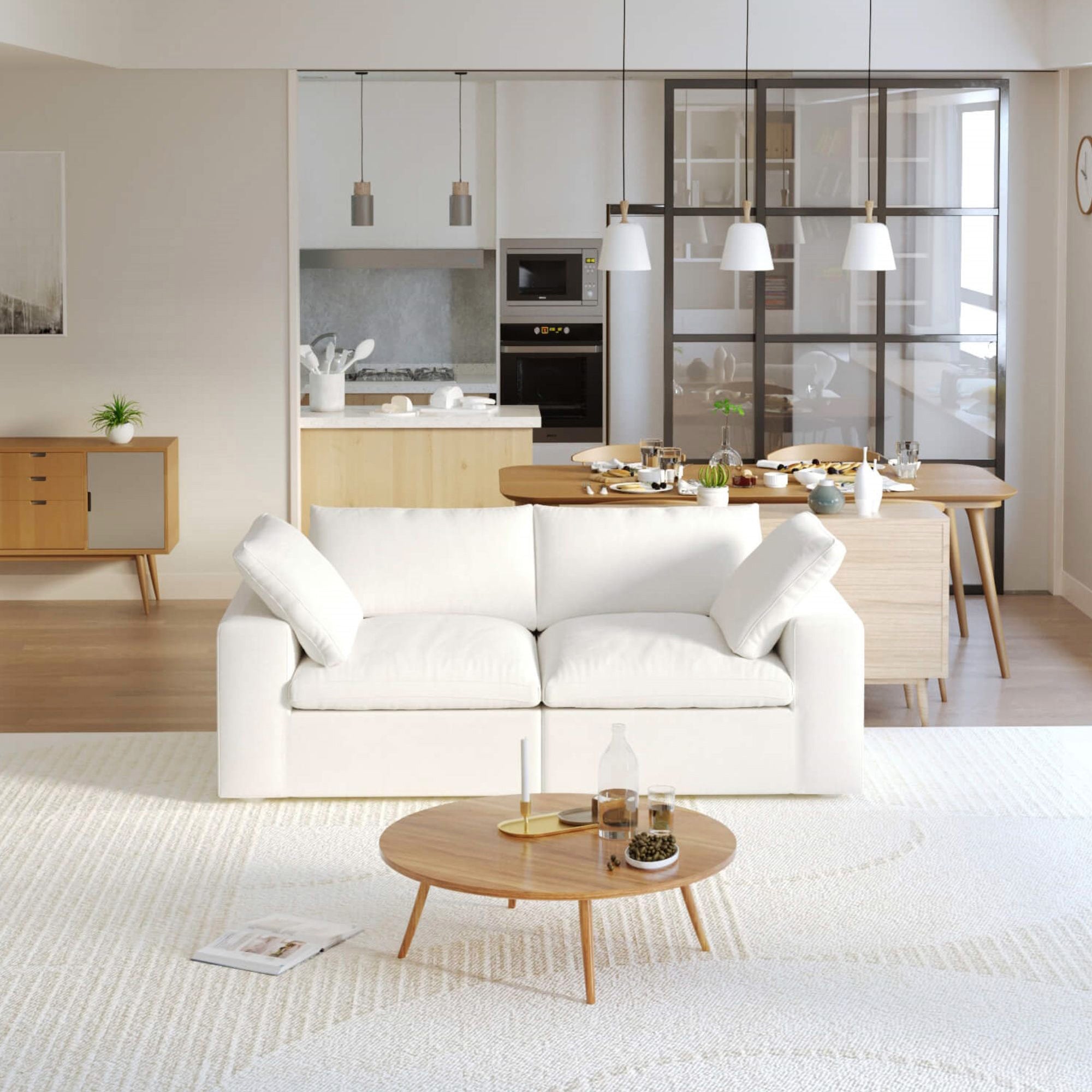 Crenus - Cloud 80.3" Modular Sofa-LoveSeat Removable Sofa Cover