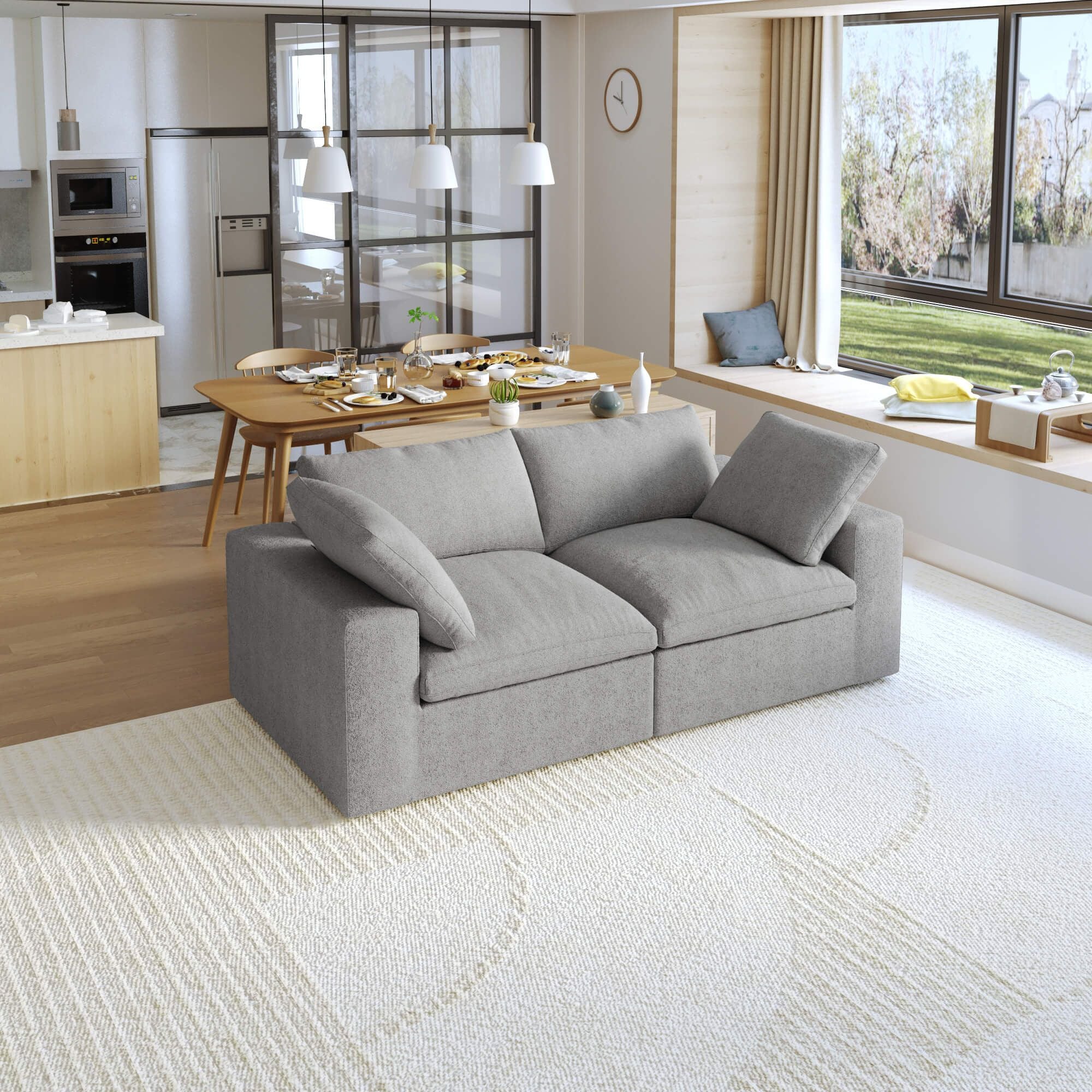 Crenus - Cloud 80.3" Modular Sofa-LoveSeat Removable Sofa Cover
