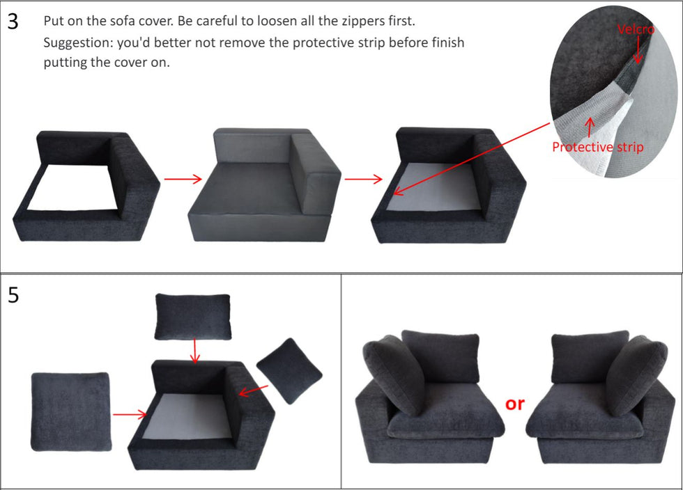 Crenus - Cloud 80.3" Modular Sofa-LoveSeat Removable Sofa Cover