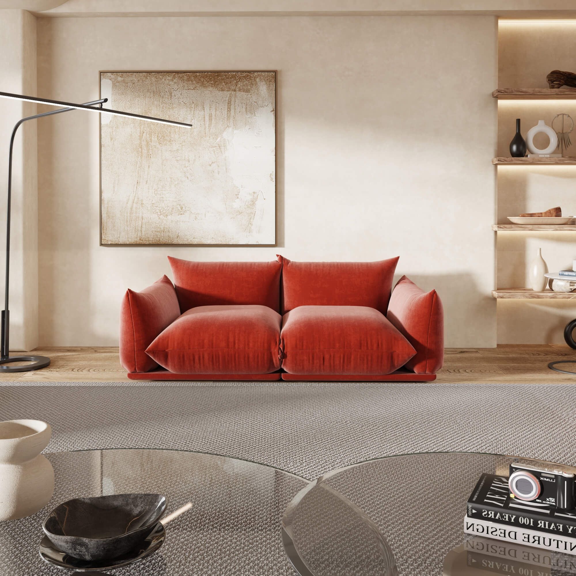 Crenus - Sereno 77.16" Loveseat Chenille Sectional Floor Sofa