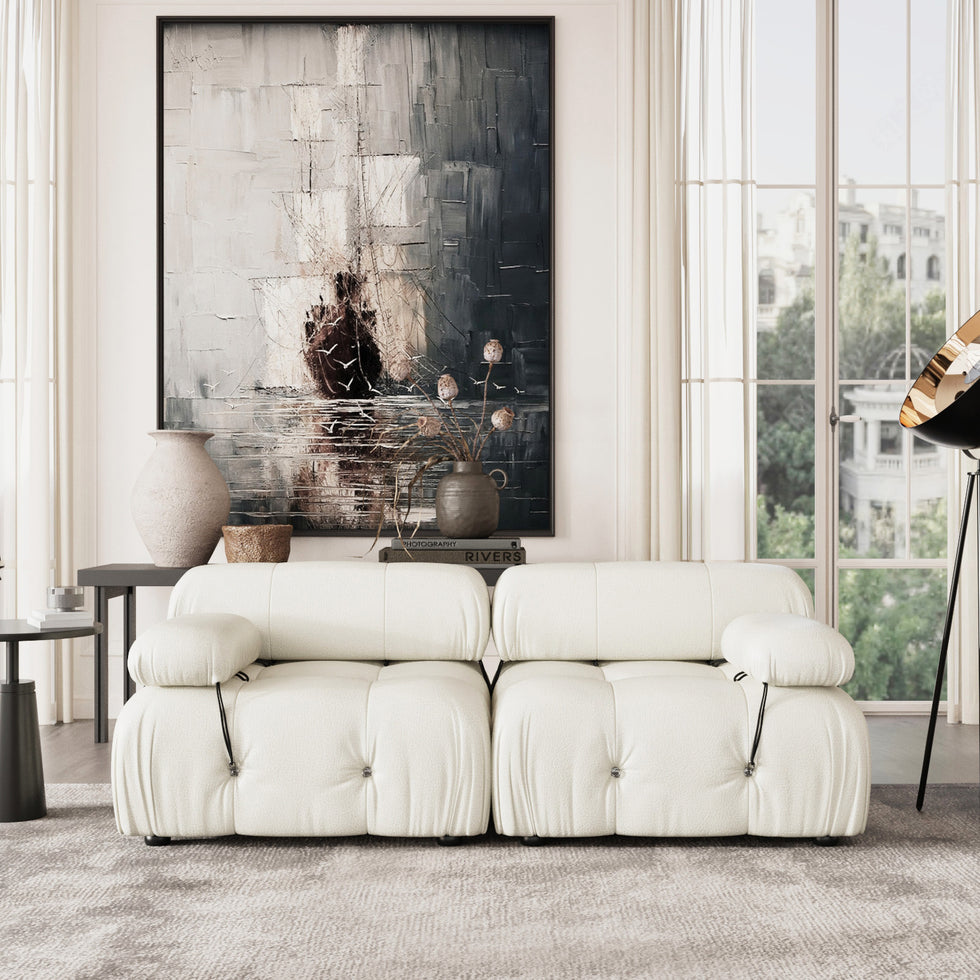 Crenus - Lusso 69.3" Loveseat Leather Sectional Sofa With Removable Armrests
