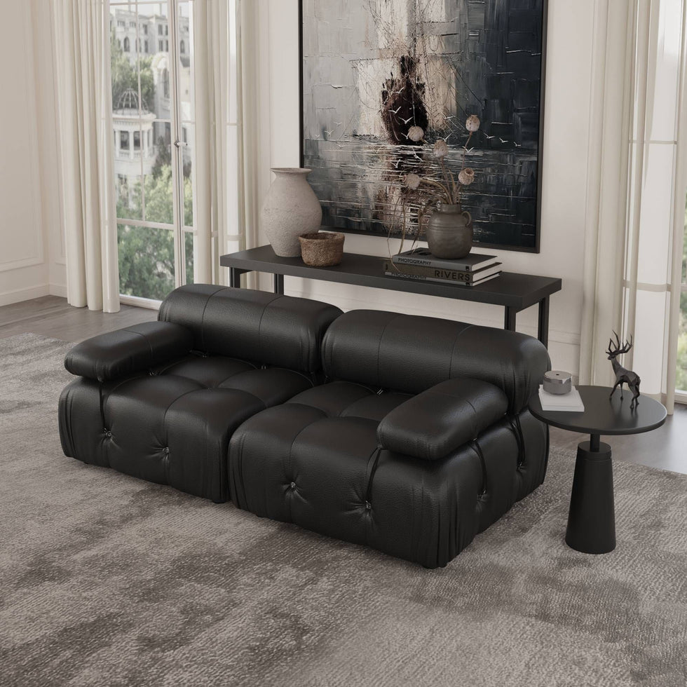 Crenus - Lusso 69.3" Loveseat Leather Sectional Sofa With Removable Armrests